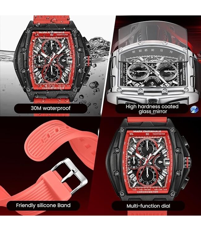 Mark Fairwhale  TONIXORA FW-5080-R3 Chronograph Schwarz/Rot Herrenuhr
