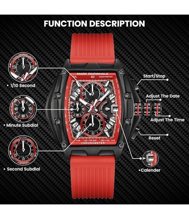 Mark Fairwhale  TONIXORA FW-5080-R3 Chronograph Schwarz/Rot Herrenuhr