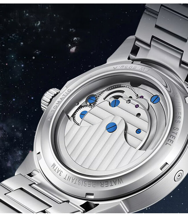 Mark Fairwhale FW-6031-L1 Skeleton Automatik Silber/Schwarz Herrenuhr