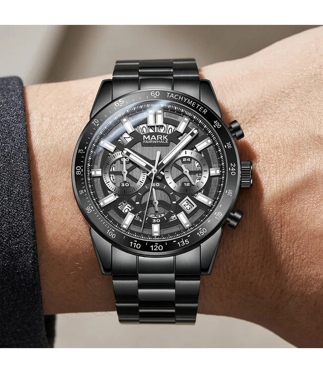 Mark Fairwhale NOCTUM FW-5880-R1 Chronograph Silber/Schwarz Herrenuhr