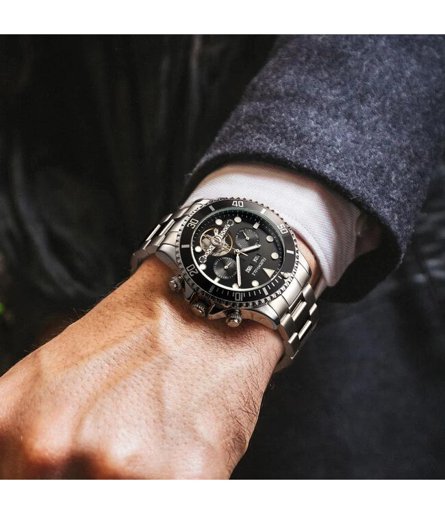 Mark Fairwhale  DIVIROX FW-6010-1 Skeleton Automatik Silber/Schwarz Herrenuhr