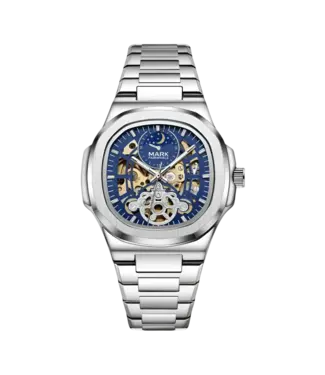 Mark Fairwhale LUNASKEL FW-6012-S2 Skeleton Mondphase Automatik Silber/Schwarz Herrenuhr