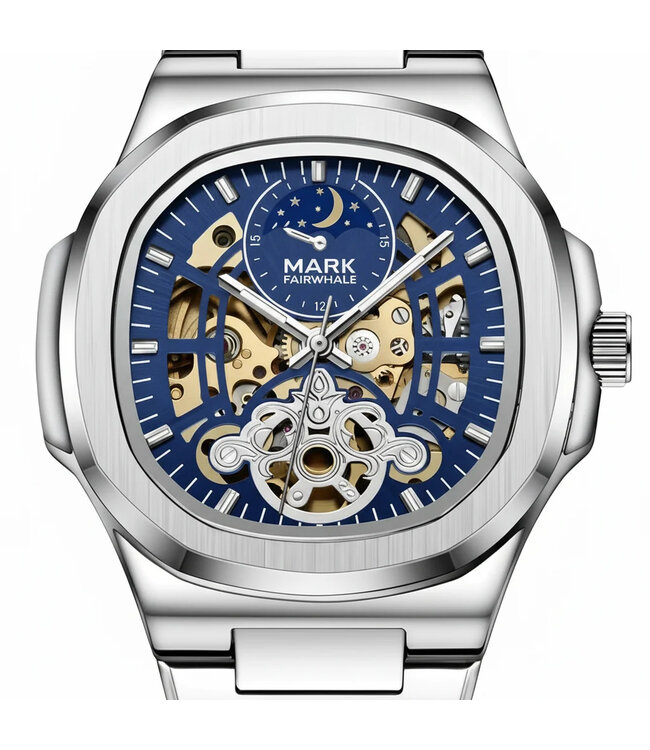 Mark Fairwhale  LUNASKEL FW-6012-S2 Skeleton Mondphase Automatik Silber/Schwarz Herrenuhr