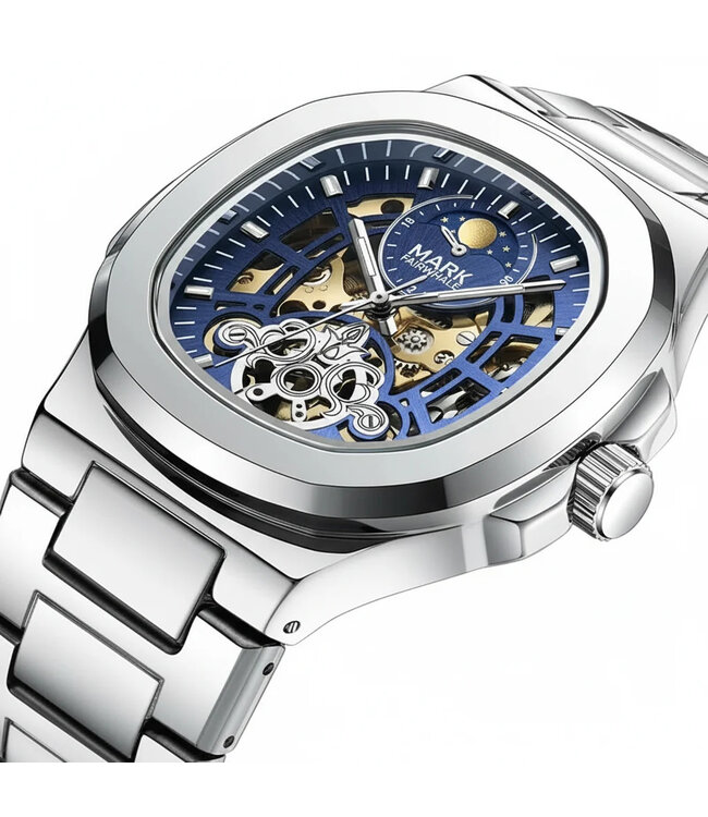 Mark Fairwhale  LUNASKEL FW-6012-S2 Skeleton Mondphase Automatik Silber/Schwarz Herrenuhr
