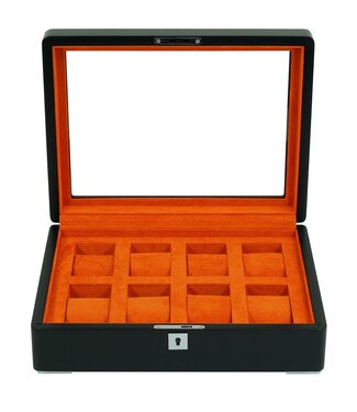 CHRONOGUARD   Uhrenbox CH-3420-8-BL-ORA Schwarz/Orange Velvet für 8 Uhren
