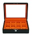 CHRONOGUARD    Uhrenbox CH-3420-8-BL-ORA Schwarz/Orange Velvet für 8 Uhren