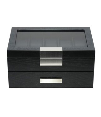 CHRONOGUARD   Uhrenbox CH-2350-20BL Schwarz Glas für 20 Uhren