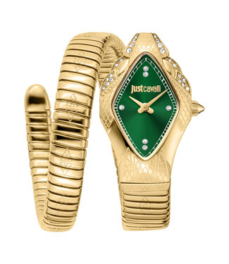 Just Cavalli Ferocious Signature Snake JC1L306M0045 Quarz Gold/Grün Damenuhr