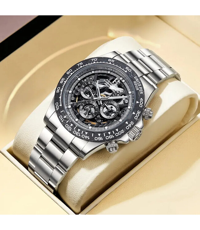 Bonest Gatti  BG8019-S2 Automatik Skeleton Silber/Schwarz Herrenuhr