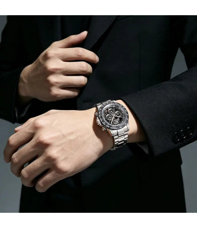 Bonest Gatti  BG8019-S2 Automatik Skeleton Silber/Schwarz Herrenuhr