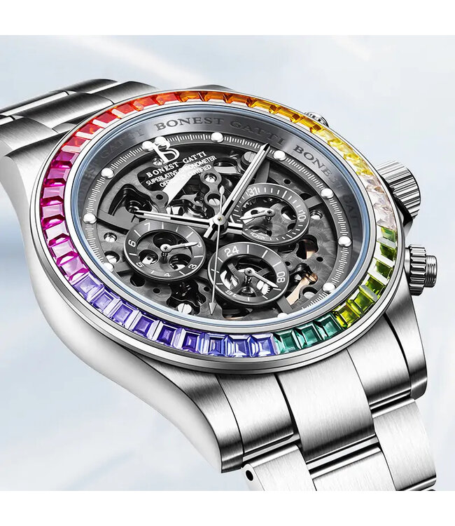 Bonest Gatti  BG8018-S1 Automatik Skeleton Silber Herrenuhr