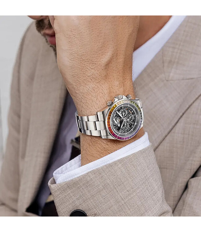 Bonest Gatti  BG8018-S1 Automatik Skeleton Silber Herrenuhr