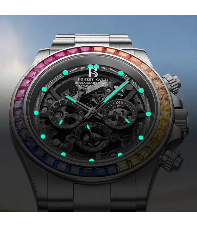 Bonest Gatti  BG8018-S1 Automatik Skeleton Silber Herrenuhr