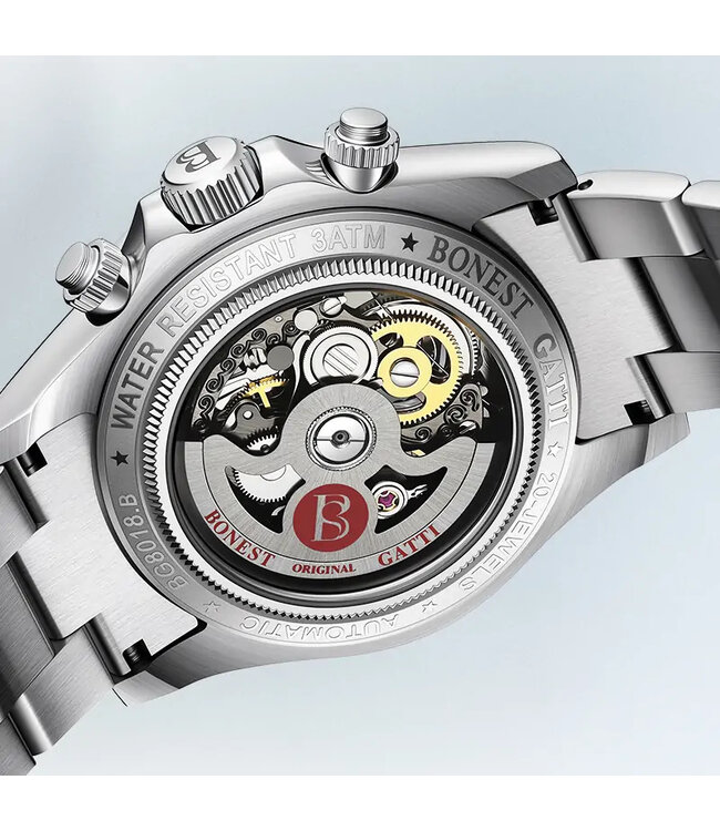 Bonest Gatti  BG8018-S1 Automatik Skeleton Silber Herrenuhr