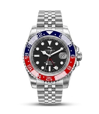 Chronoguard GMT Dual-Time Pepsi Rot/Blau Automatik Herrenuhr