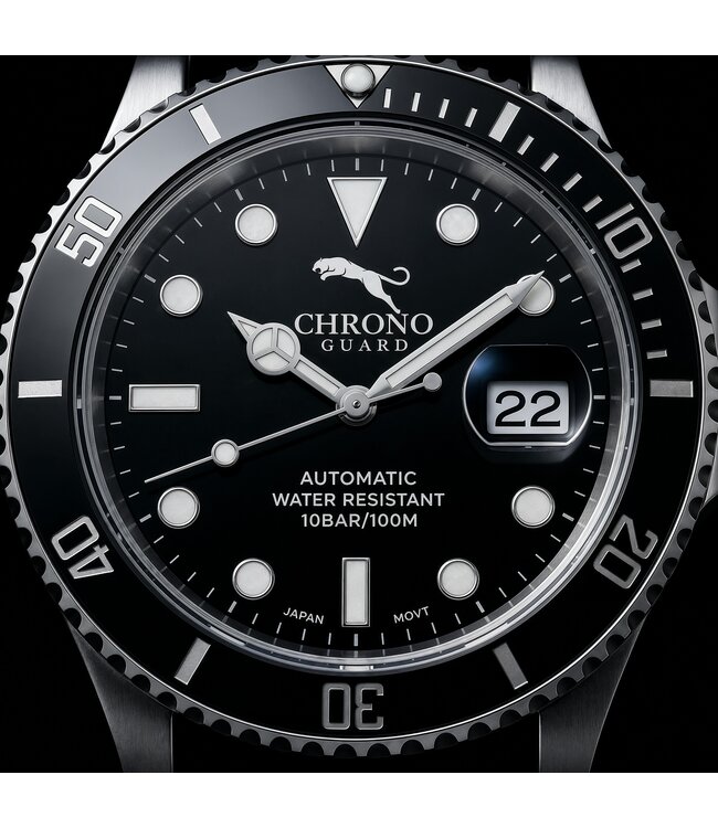 Chronoguard  DeptMaster Black Diver Schwarz Automatik Herrenuhr
