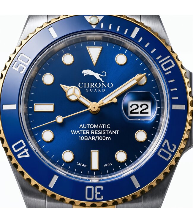 Chronoguard  DeptMaster Blue Two Tone Gold Diver Blau/Gold Automatik Herrenuhr