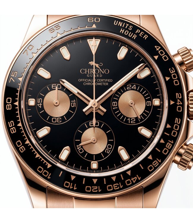 Chronoguard Corsa Rose Gold Black Chronograph Schwarz/Rosé-Gold Herrenuhr
