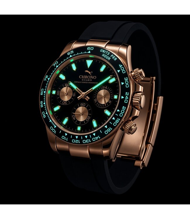 Chronoguard Corsa Rose Gold Black Chronograph Schwarz/Rosé-Gold Herrenuhr