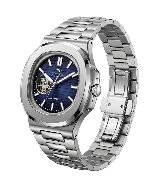 Chronoguard  Cuore Azzurro Open Heart Automatik Blau Herrenuhr