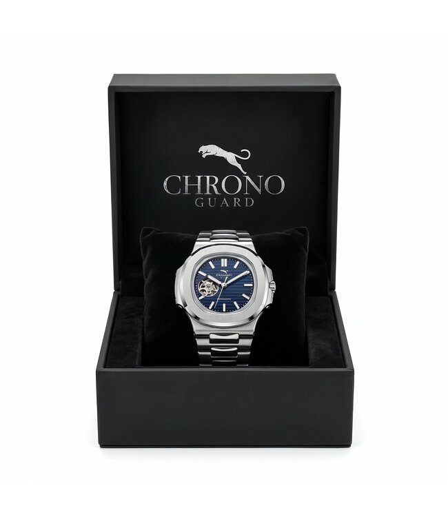 Chronoguard  Cuore Azzurro Open Heart Automatik Blau Herrenuhr