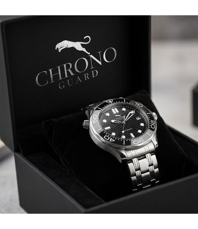 Chronoguard Pelagos Nero Black Diver Automatik Schwarz Herrenuhr