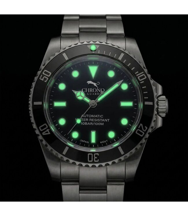 Chronoguard DeptMaster Vintage Gold Diver Schwarz/Gold Automatik Herrenuhr
