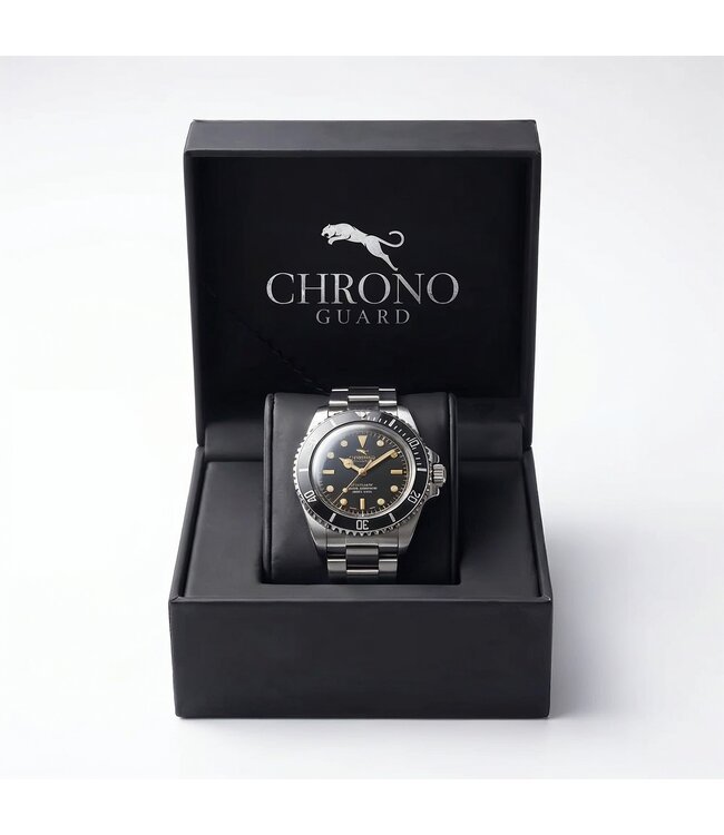 Chronoguard DeptMaster Vintage Gold Diver Schwarz/Gold Automatik Herrenuhr