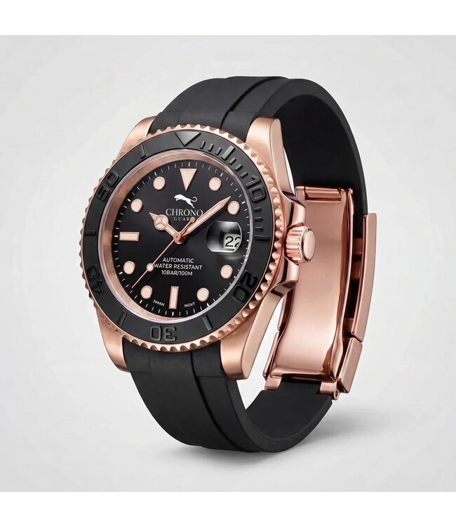 Chronoguard DeptMaster Rosé-Gold Black Diver Schwarz/Rosé-Gold Automatik Herrenuhr