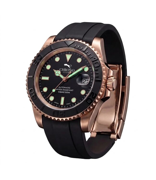 Chronoguard DeptMaster Rosé-Gold Black Diver Schwarz/Rosé-Gold Automatik Herrenuhr