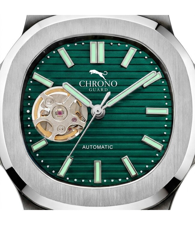 Chronoguard Cuore Verde Open Heart Automatik Grün Herrenuhr