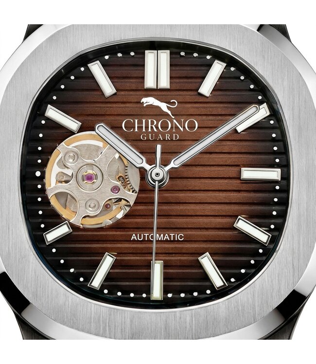 Chronoguard Cuore Cioccolato Open Heart Automatik Braun Herrenuhr