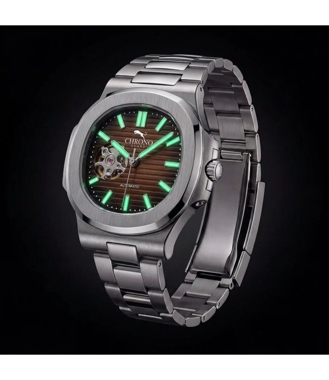 Chronoguard Cuore Cioccolato Open Heart Automatik Braun Herrenuhr