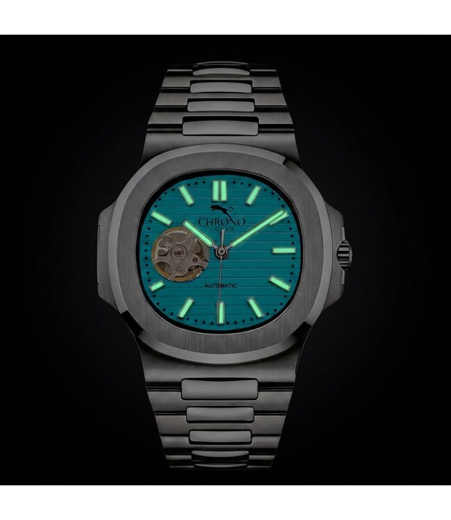 Chronoguard Cuore Turchese Open Heart Automatik Türkis Herrenuhr