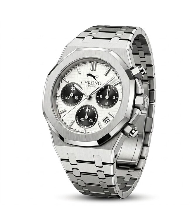 Chronoguard Traguardo Bianco 41mm Chronograph Weiss Herrenuhr