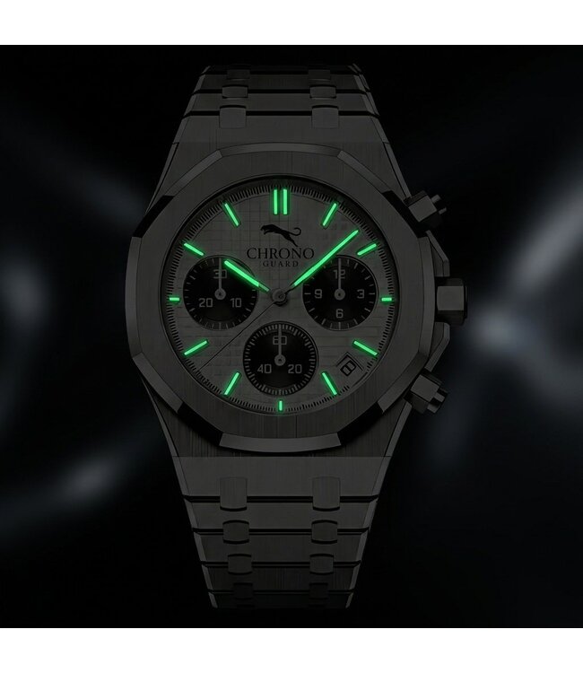 Chronoguard Traguardo Bianco 41mm Chronograph Weiss Herrenuhr