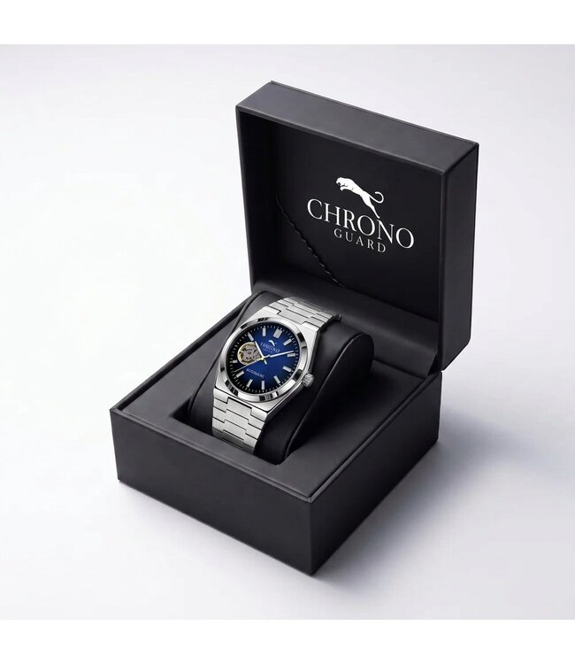 Chronoguard Cuscino Marea 39mm Open Heart Automatik Blau Herrenuhr