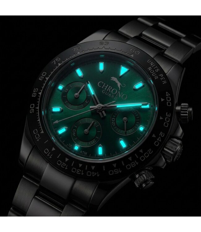 Chronoguard Pista Verde Pino 39mm Chronograph Grün Herrenuhr