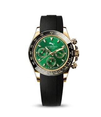 Chronoguard Circuito Verde Oro 39mm Chronograph Gold Grün Herrenuhr