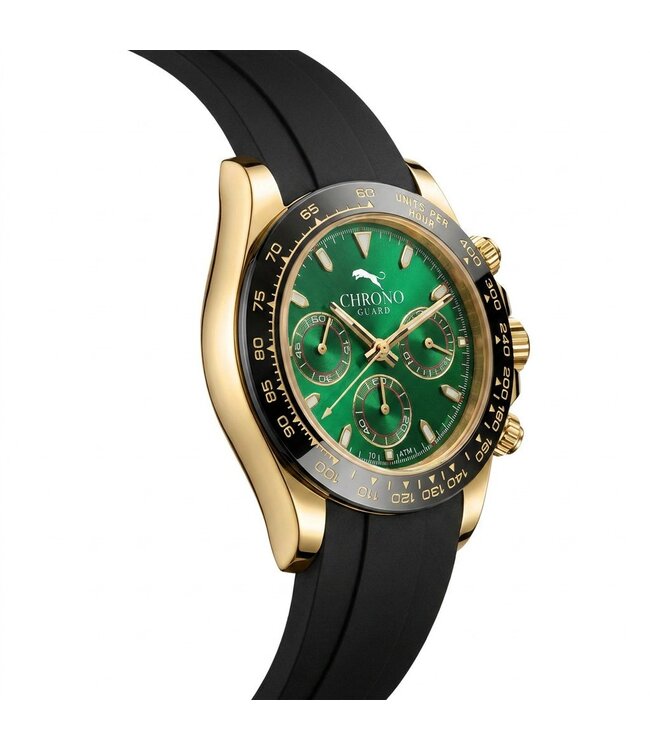 Chronoguard  Circuito Verde Oro 39mm Chronograph Gold Grün Herrenuhr