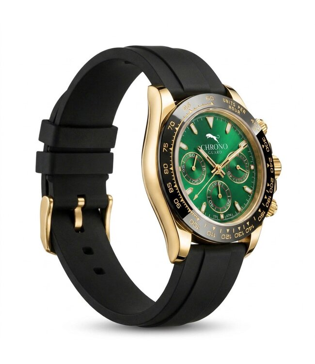 Chronoguard  Circuito Verde Oro 39mm Chronograph Gold Grün Herrenuhr