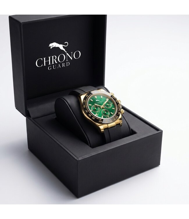 Chronoguard  Circuito Verde Oro 39mm Chronograph Gold Grün Herrenuhr