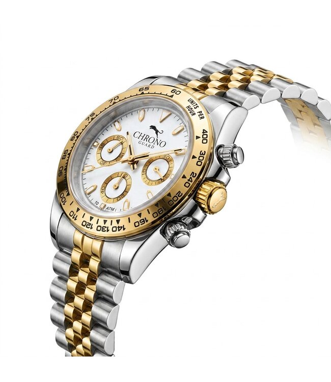 CHRONOGUARD   Circuito Bianco Bicolore 39mm Chronograph Bicolor Herrenuhr