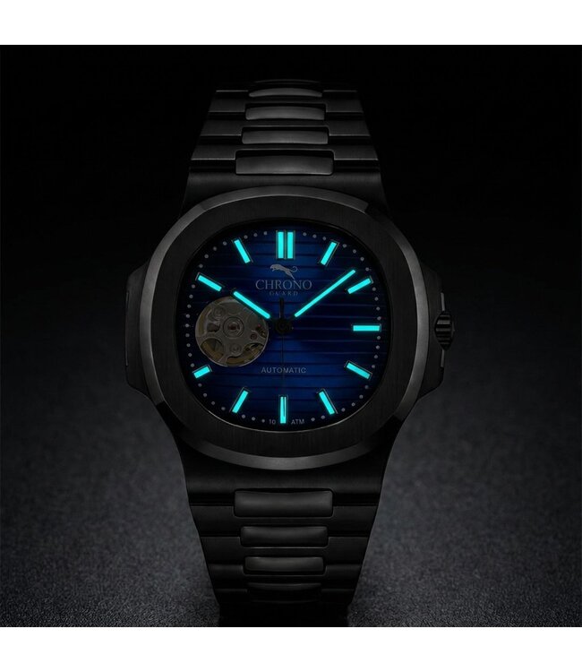 Chronoguard  Oblò Abisso 40mm Open Heart Automatik Schwarz Blau Herrenuhr