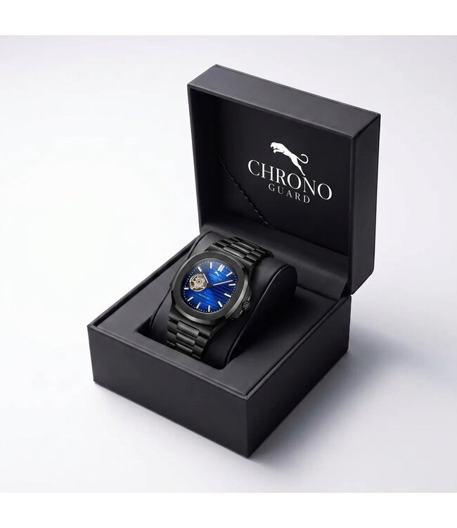 Chronoguard  Oblò Abisso 40mm Open Heart Automatik Schwarz Blau Herrenuhr