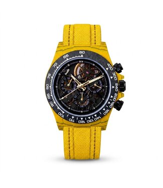 Chronoguard Fibra Giallo Scheletro 41mm Carbon Skelett Automatik Gelb Herrenuhr