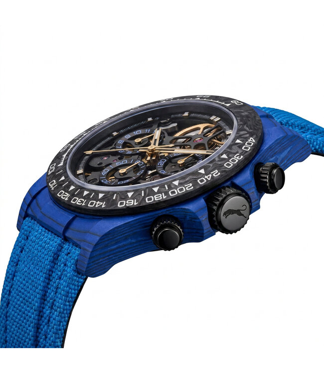 Chronoguard Carbon Fibra Blau Skelett Automatik Herrenuhr