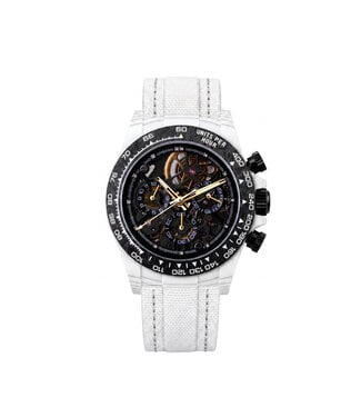 Chronoguard Fibra Bianco Scheletro 41mm Carbon Skelett Automatik Weiss Herrenuhr