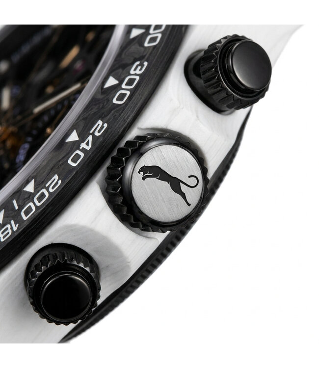Chronoguard Carbon Fibra Weiss Skelett Automatik Herrenuhr