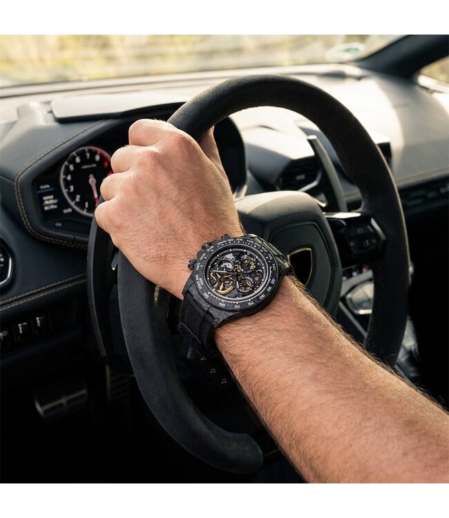 Chronoguard Carbon Fibra Schwarz Skelett Automatik Herrenuhr